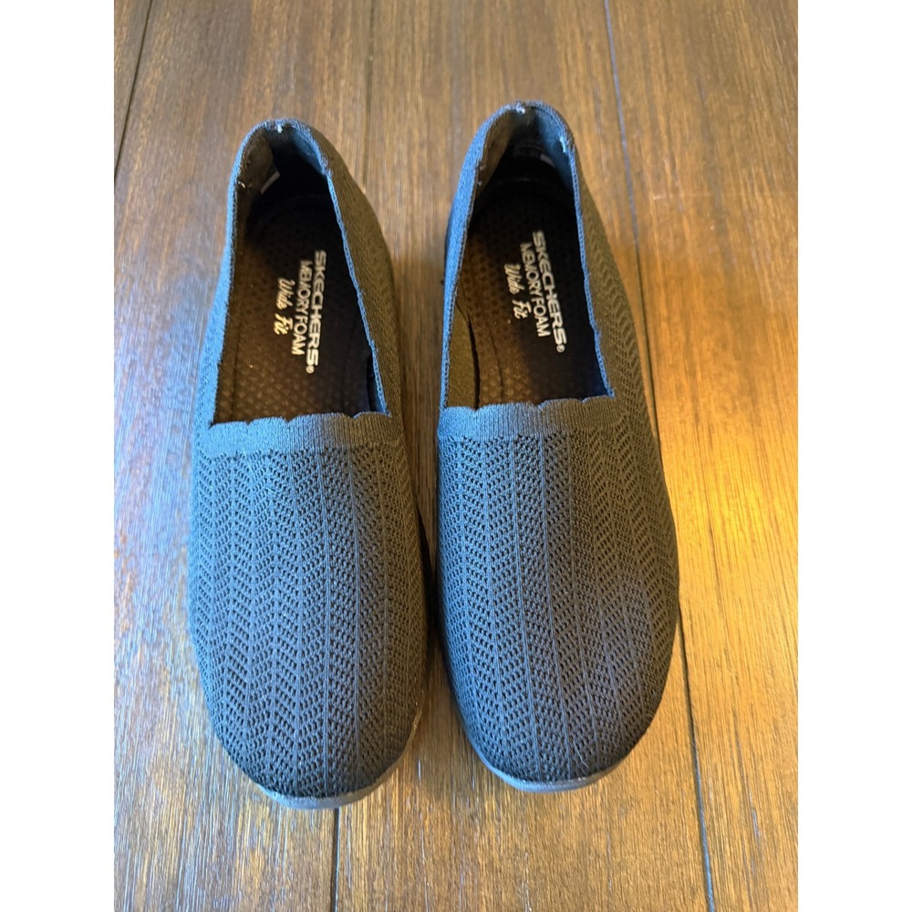 Skechers Stretch Fit Memory Foam Black Womens Size 6.5 Sneakers Slip On Shoes